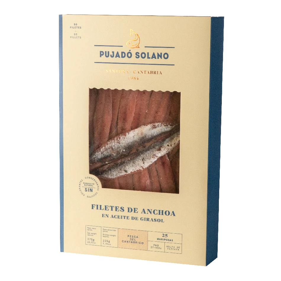 Tarrina de 25 Anchoas Mariposa del Cantábrico «0 Barras» (375 g)