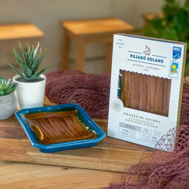 Tarrina de Anchoas del Cantábrico en AOVE Ecológico (110 g)