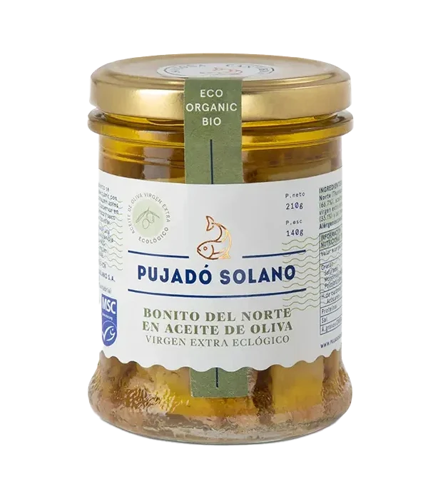 Tarro de Cristal  de Bonito del Norte de Costera en Aceite de Oliva Virgen Extra Ecológico 210 g