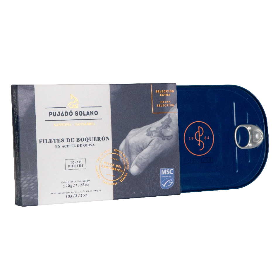 Lata 10-12 Filetes de Boquerón del Cantábrico «Selección Extra» en Aceite de Oliva (120 g)