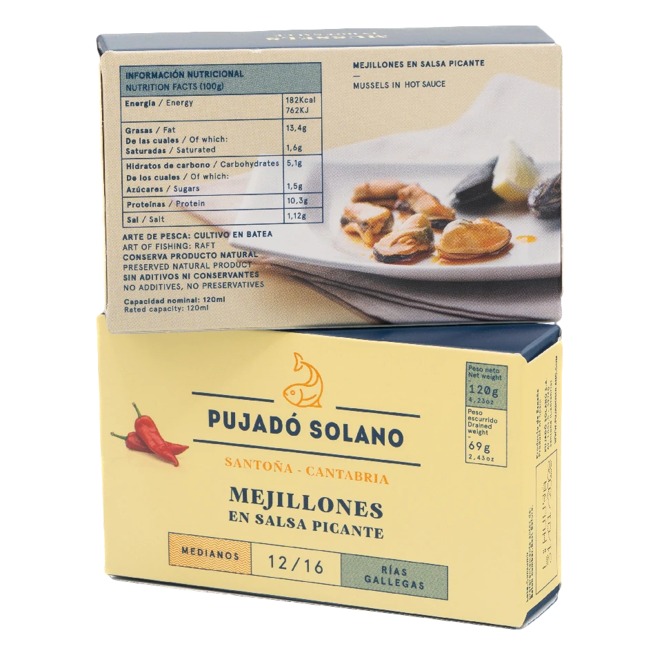 Lata de Mejillones en Salsa Picante (115 g)