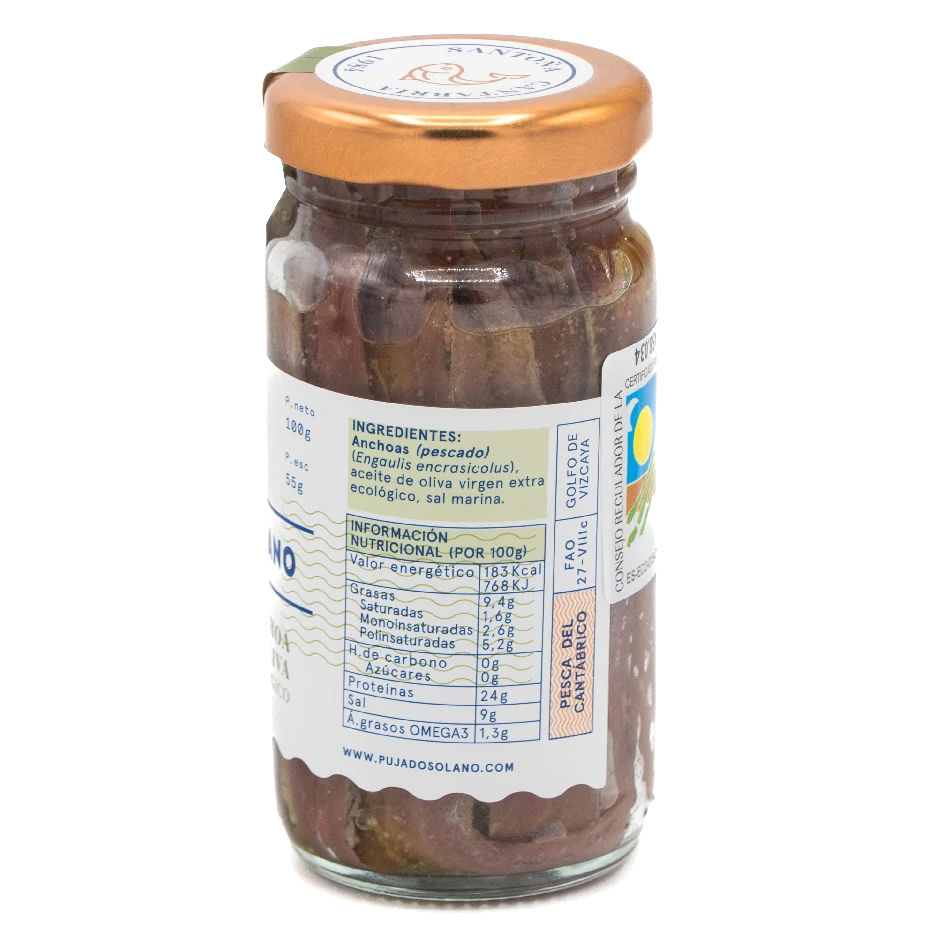 Tarro de Anchoas del Cantábrico en AOVE Ecológico (100 g)