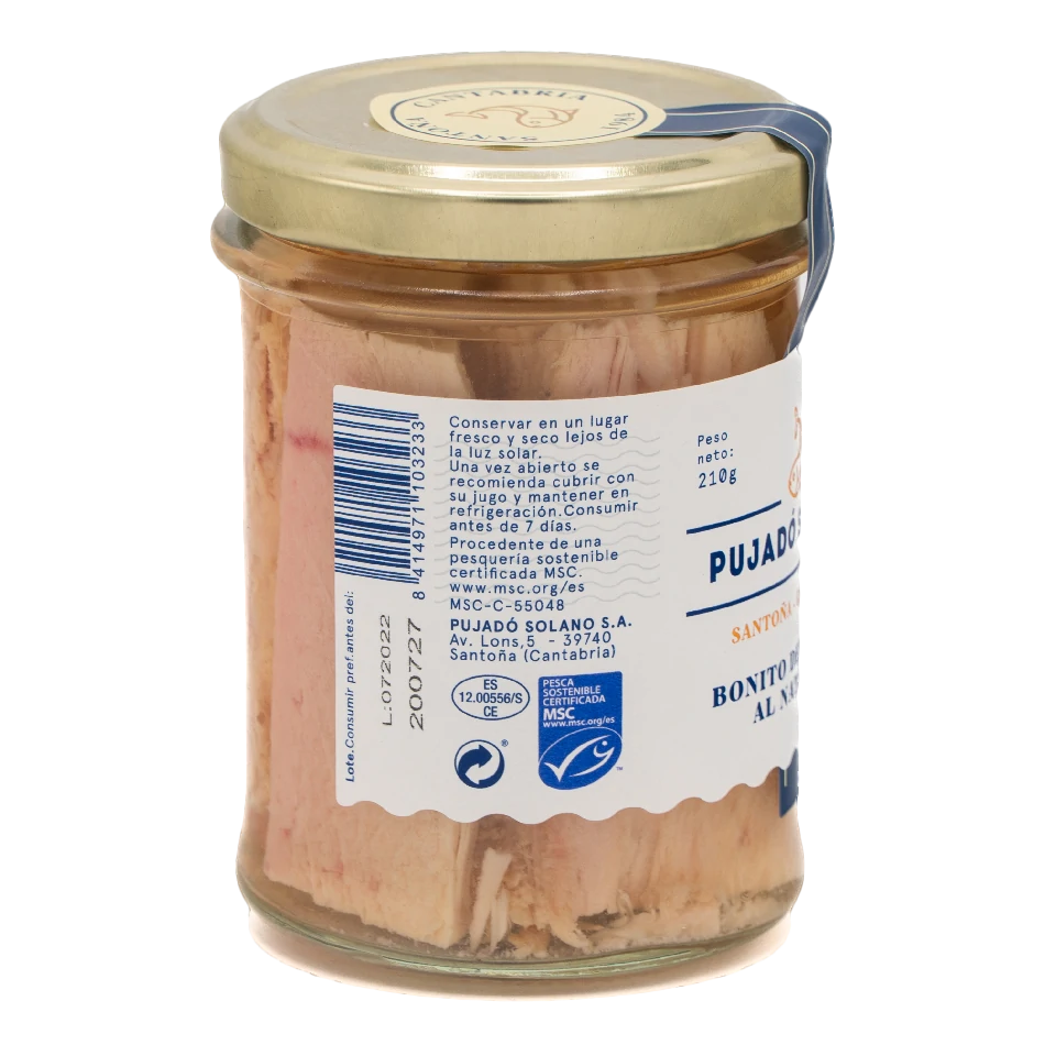 Tarro de Cristal de Bonito del Norte al Natural (210 g)