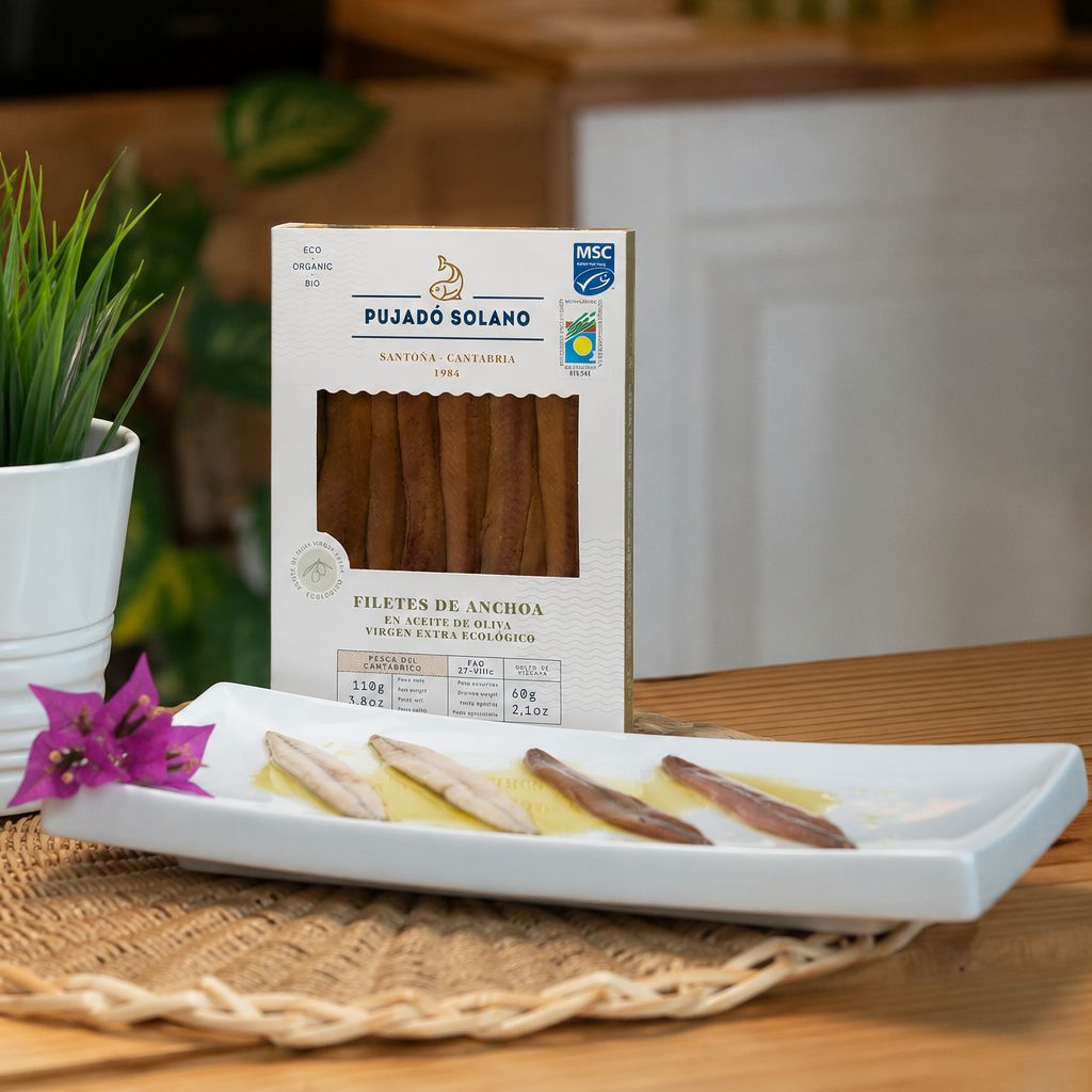 Tarrina de Anchoas del Cantábrico en AOVE Ecológico (110 g)