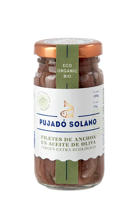 Envase de Anchoas del Cantábrico de Costera en Aceite de Oliva Virgen Extra Ecológico Tarro de Cristal 1/8 100 g
