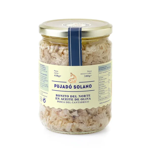 Glass jar of pieces of white tuna from the north coast in olive oil 450g